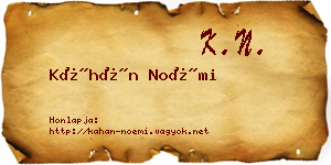 Káhán Noémi névjegykártya